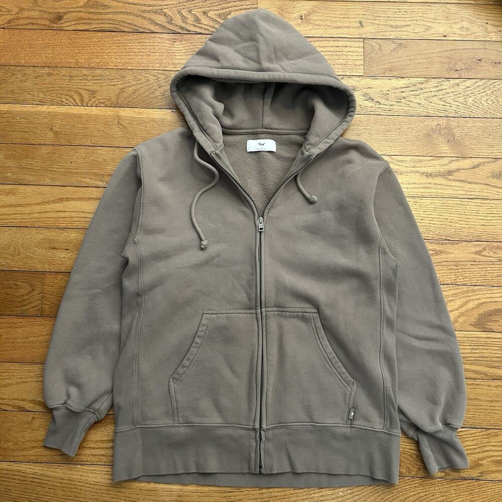 Tna Aritzia Sweatfleece Perfect Full Zip Fleece Super Soft Hoodie Brown Size 1